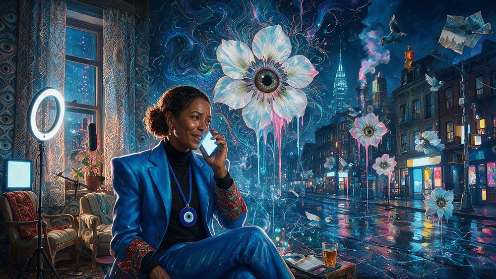 Folasade Diallo, a woman who sings a jingle into a phone before every recording