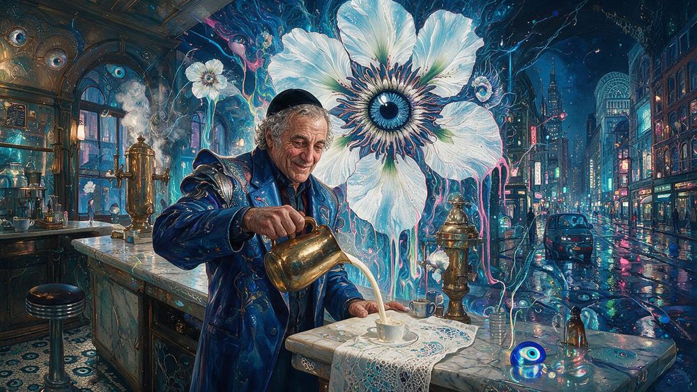 Boruch Teitelbaum, a man who fixes the coffee urn that is older than he is