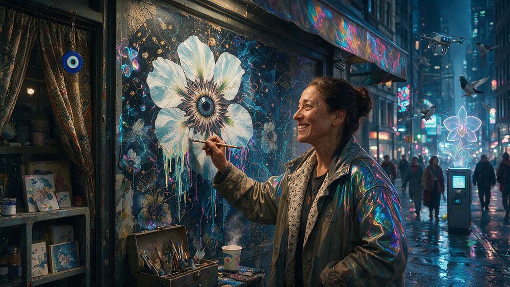 Thida Abdrakhmanov, a woman restoring a mural under three coats of paint