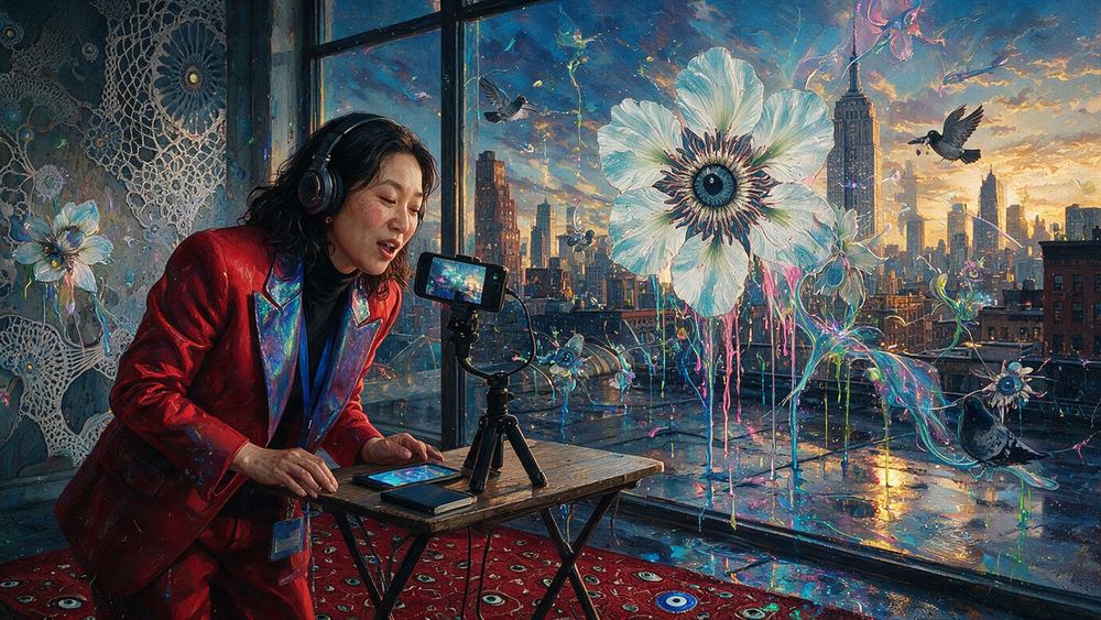Wei-Lin Chow, a woman who sings a jingle into a phone before every recording