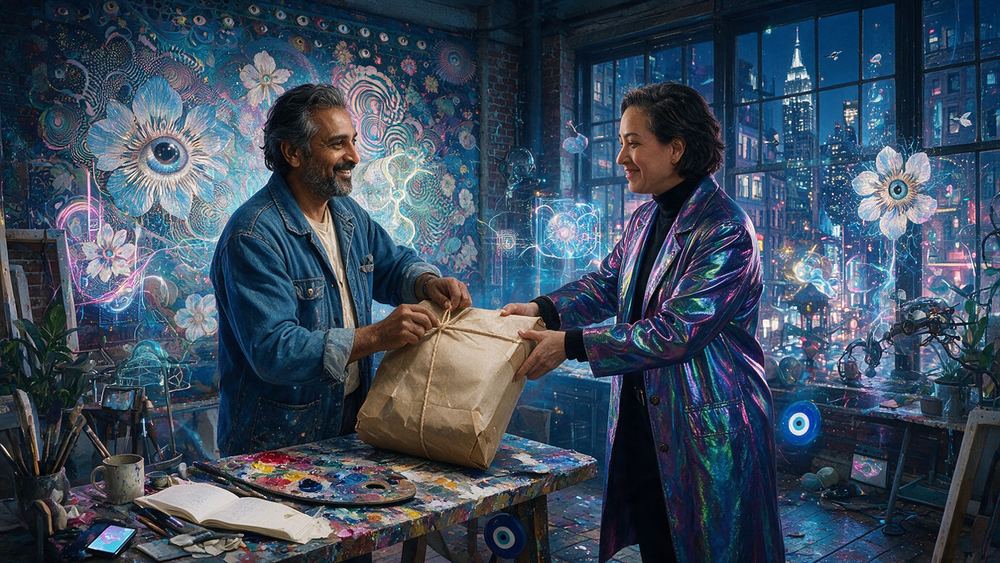 Gopal Krishnamurthy, a painter whose signature motif traces back to one factory near his school