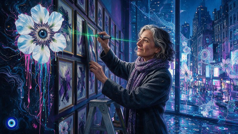 Aileen Fenwick, a woman who hangs the paper with a laser level