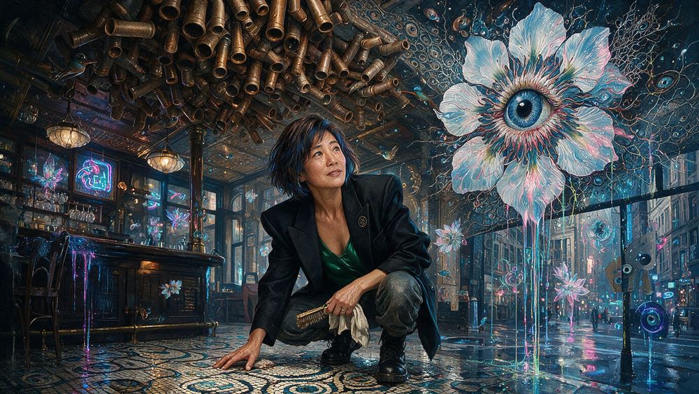 Eun-ji Yamashita, a woman who numbers the clay pipes on a smoke darkened ceiling