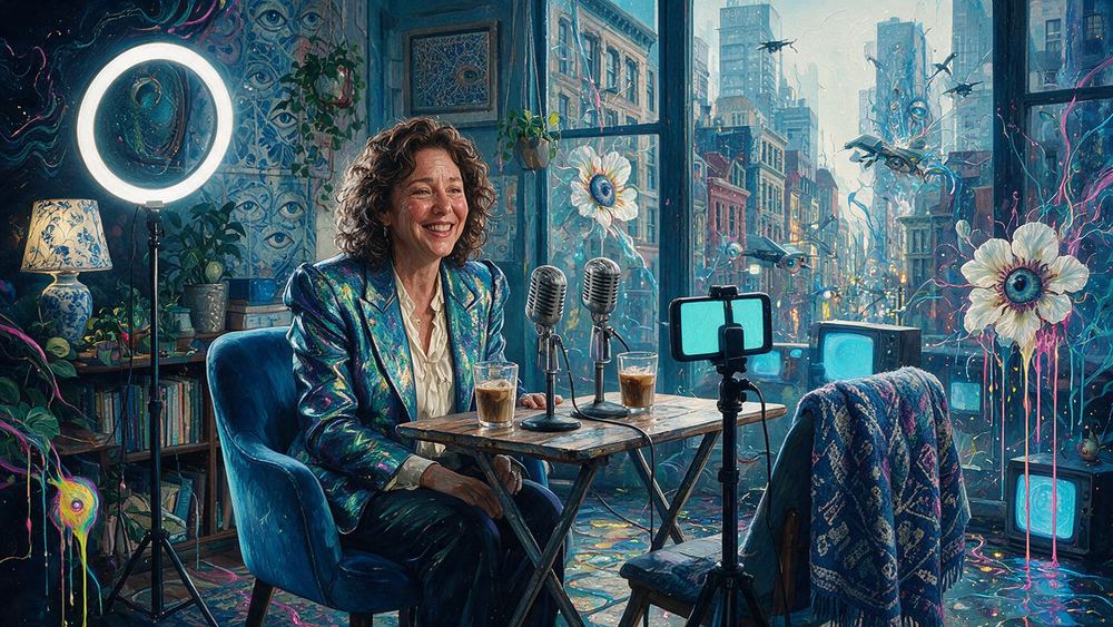 Bridget Ferrante, a woman who runs a two chair interview show out of her Brooklyn living room