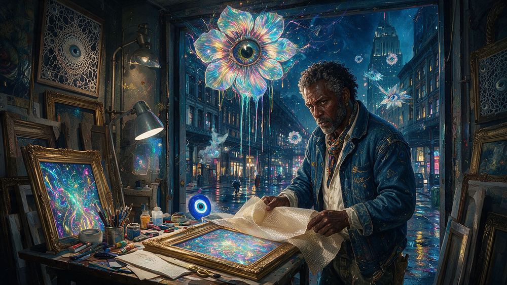 Mario Pettigrew, a man who paints the same subject in oil and then in light