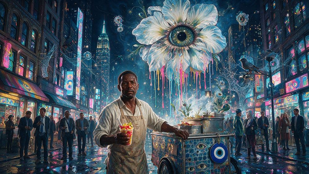 Boubacar Balogun, a man whose Midtown halal cart has a line at one in the morning