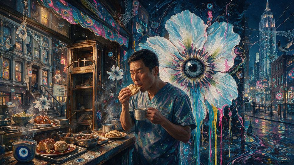 Dae-ho Fung, a nurse coming off a shift and eating standing up