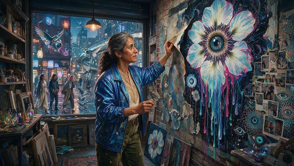 Maryam Karimi, a woman restoring a mural under three coats of paint