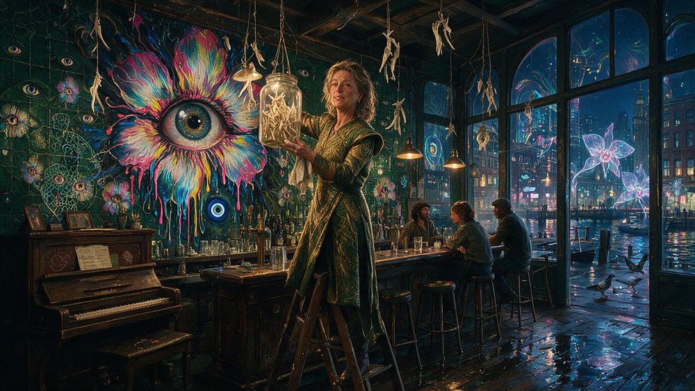 Colleen Quilty, a woman who tends a Brooklyn waterfront bar with a piano nobody tunes