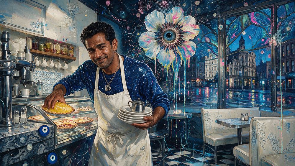 Tanveer Rahman, a counterman who can carry six plates and a coffee pot