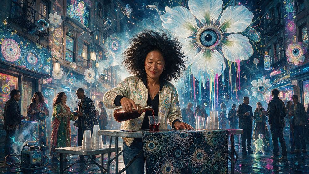 Khin Dorjee, a woman pouring wine at every opening in the city