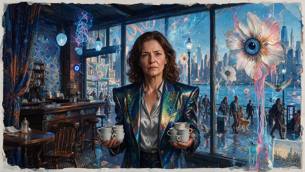 Iryna Stanescu, a woman who keeps a corner table empty out of habit