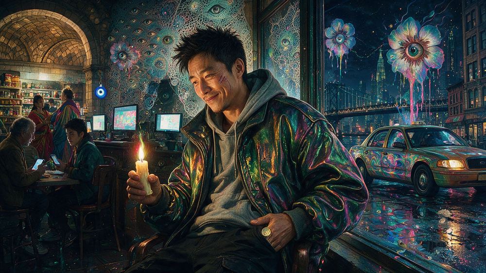 Chen Zhang, a man watching a candle at four in the morning in a Flushing internet cafe
