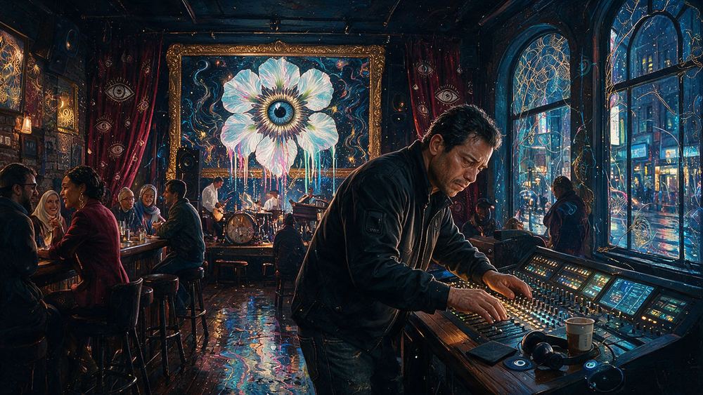 Wilfredo Peralta, a sound engineer in a room with terrible sightlines and perfect sound