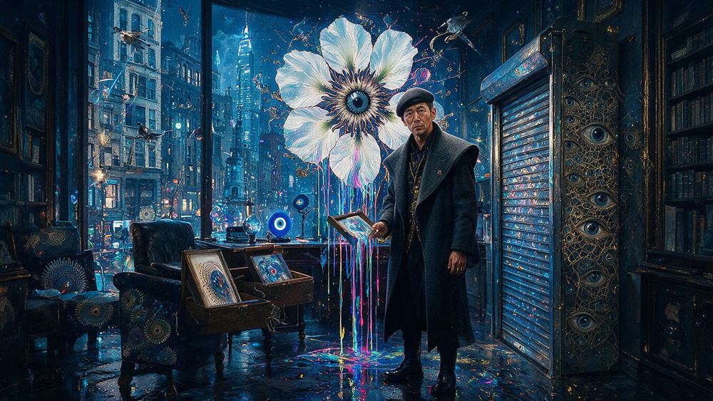Takeshi Baek, a man who hangs his apartment salon style floor to ceiling