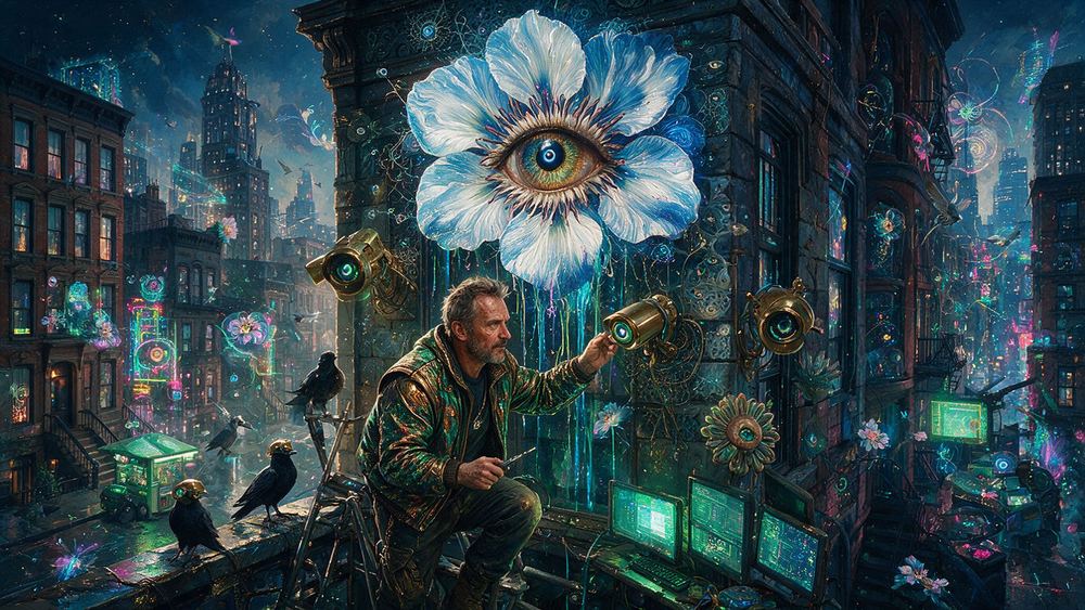 Gennaro Belsky, a private security tech installing on a residential block