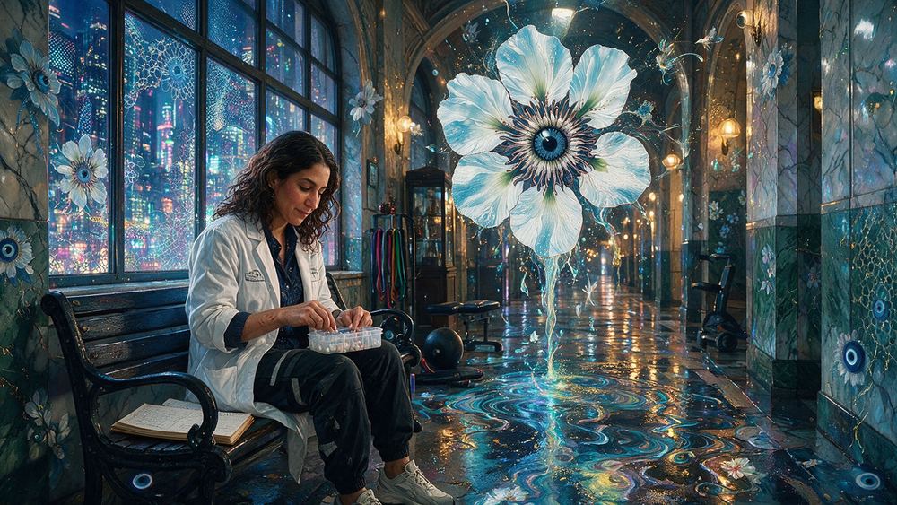 Nour Bakhtiari, a physical therapist working a hallway as a gym
