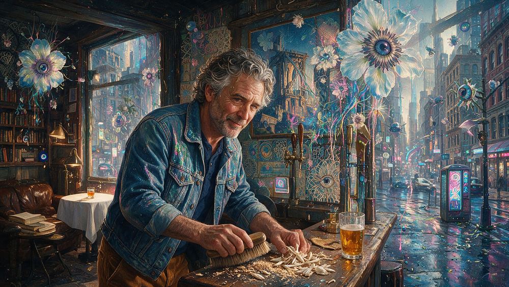 Naftali Friedlander, a man who dusts the wishbones over the bar once a year