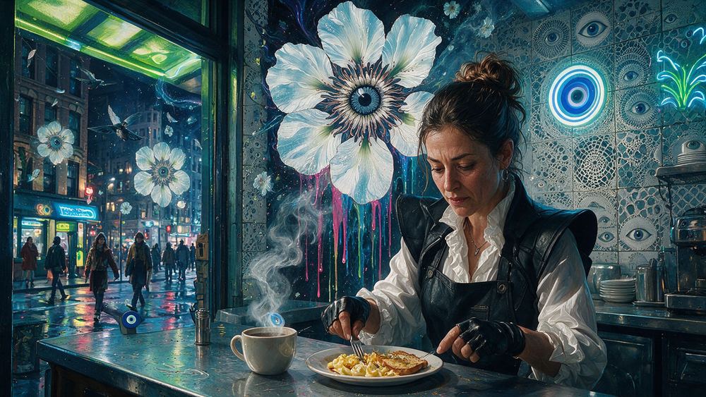 Rima Yildiz, a waitress serving the night shift their breakfast