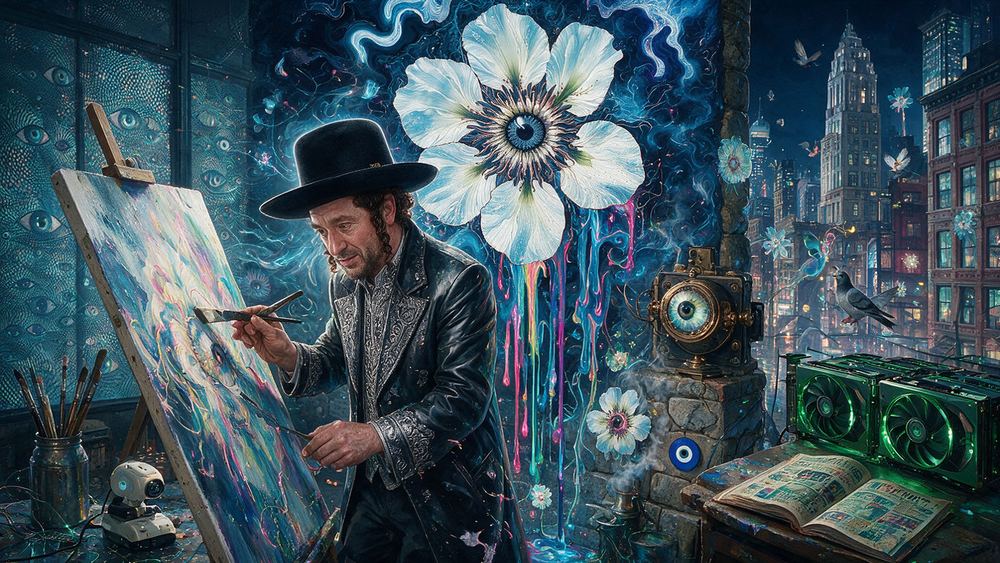 Boruch Teitelbaum, a man who leaves the robot's mistakes in the painting on purpose