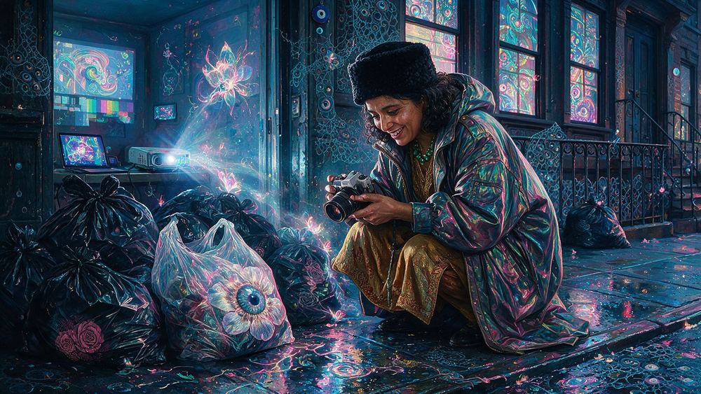 Shabana Pillai, a woman who photographs garbage night on the East Village sidewalk as source